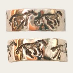 Carved galloping horse ring