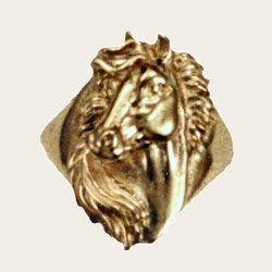 longer beautifully detailed horse head ring